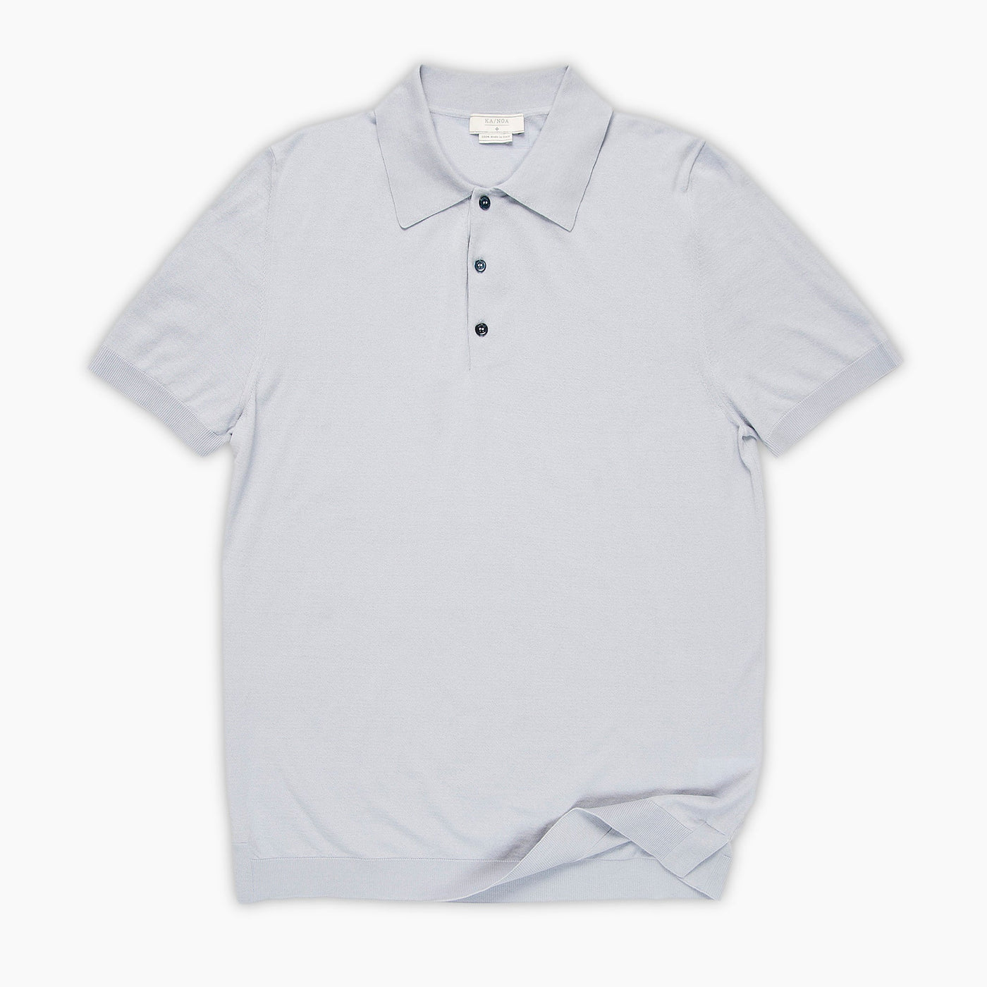 Florent short-sleeved knitted t-shirt in compact Egyptian cotton in sky grey