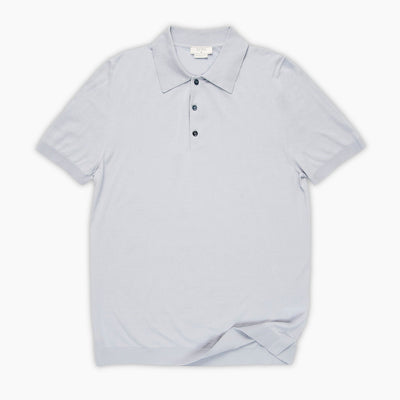 Florent short-sleeved knitted t-shirt in compact Egyptian cotton in sky grey