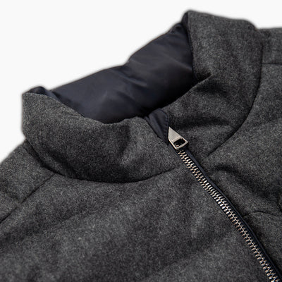 Agapet quilted wool down jacket (dark grey melange)