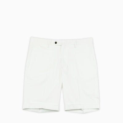 Bazile folded bermuda shorts in stretch gabardine cotton (ice white)