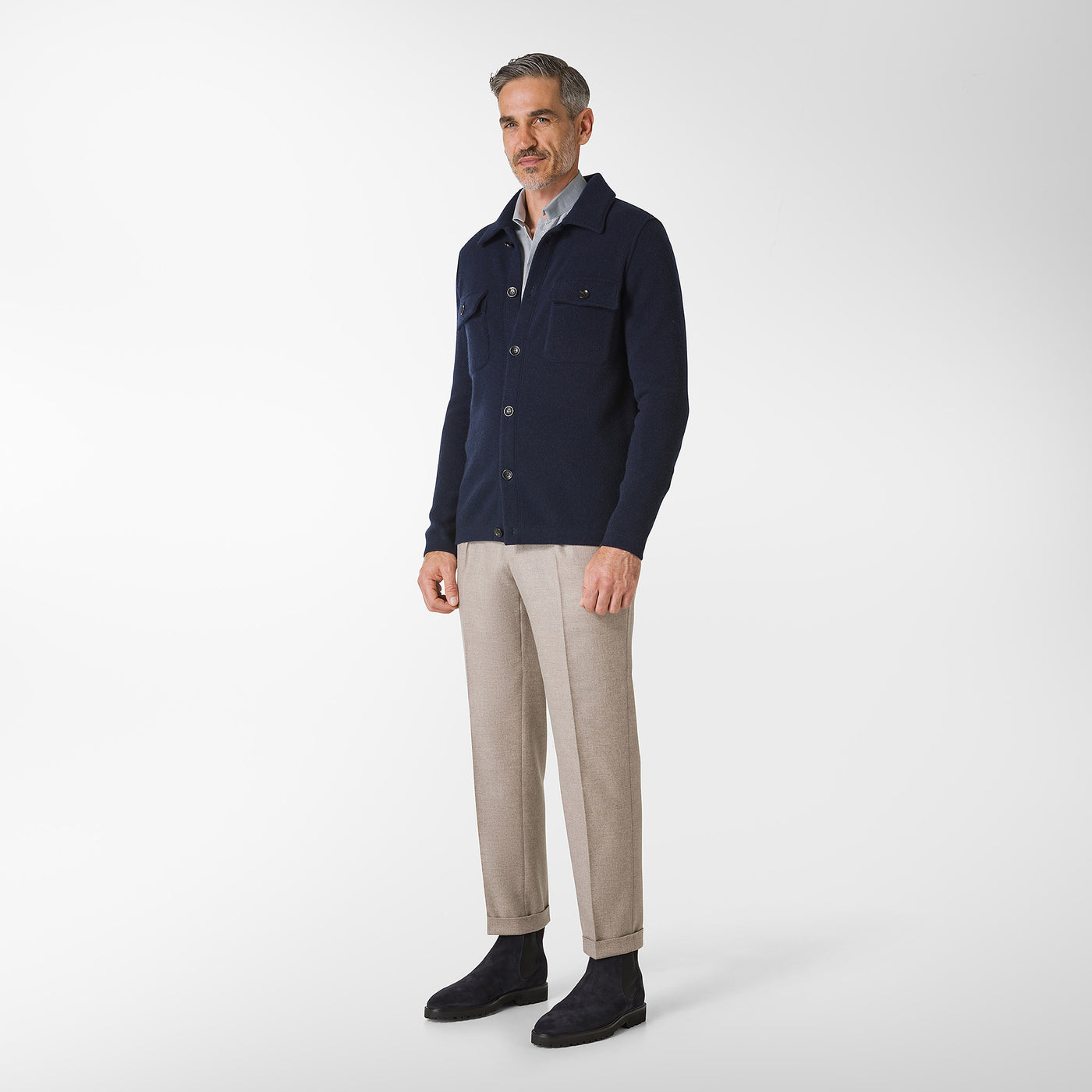 Aidan knitted shirt in Wool and Cashmere