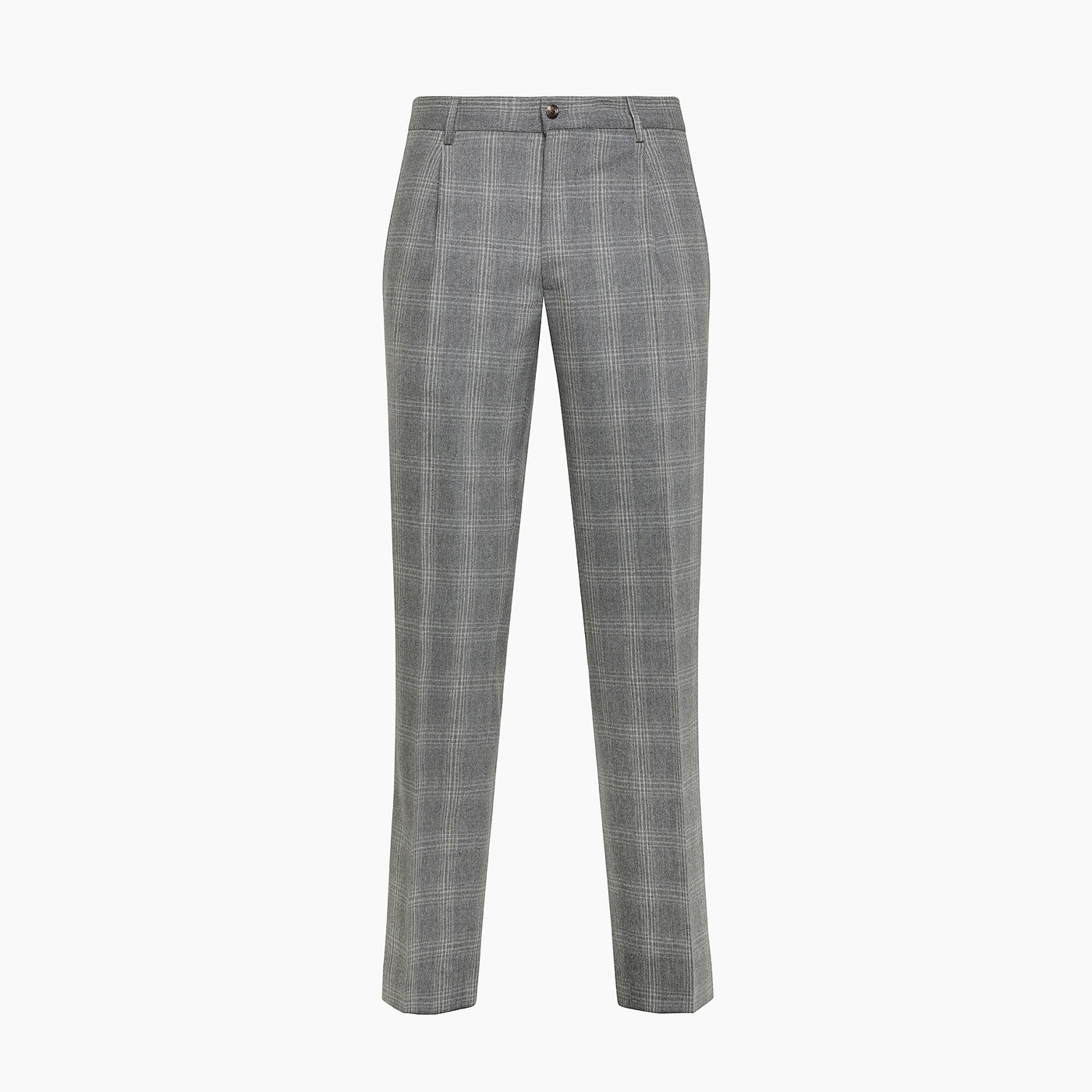 Alain Pleated Chino Check Stretch Cash Wool