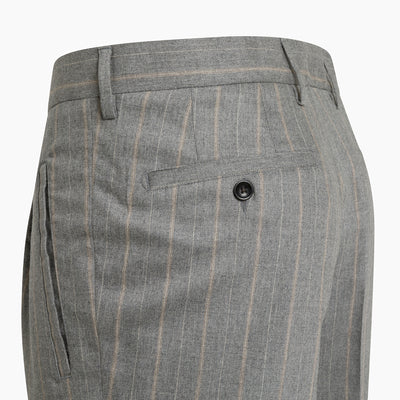 Alain Pleated Chino Pinstriped Stretch Cash Wool