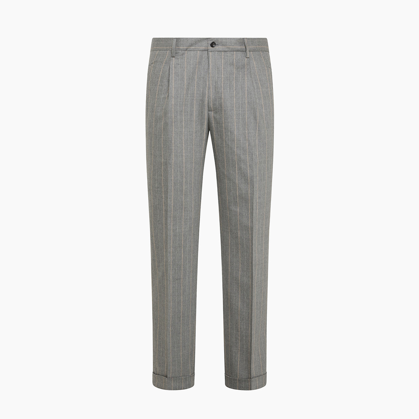 Alain Pleated Chino Pinstriped Stretch Cash Wool