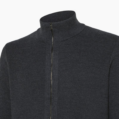 Alexis full zip honeycomb stitch jumper in Extrafine Wool