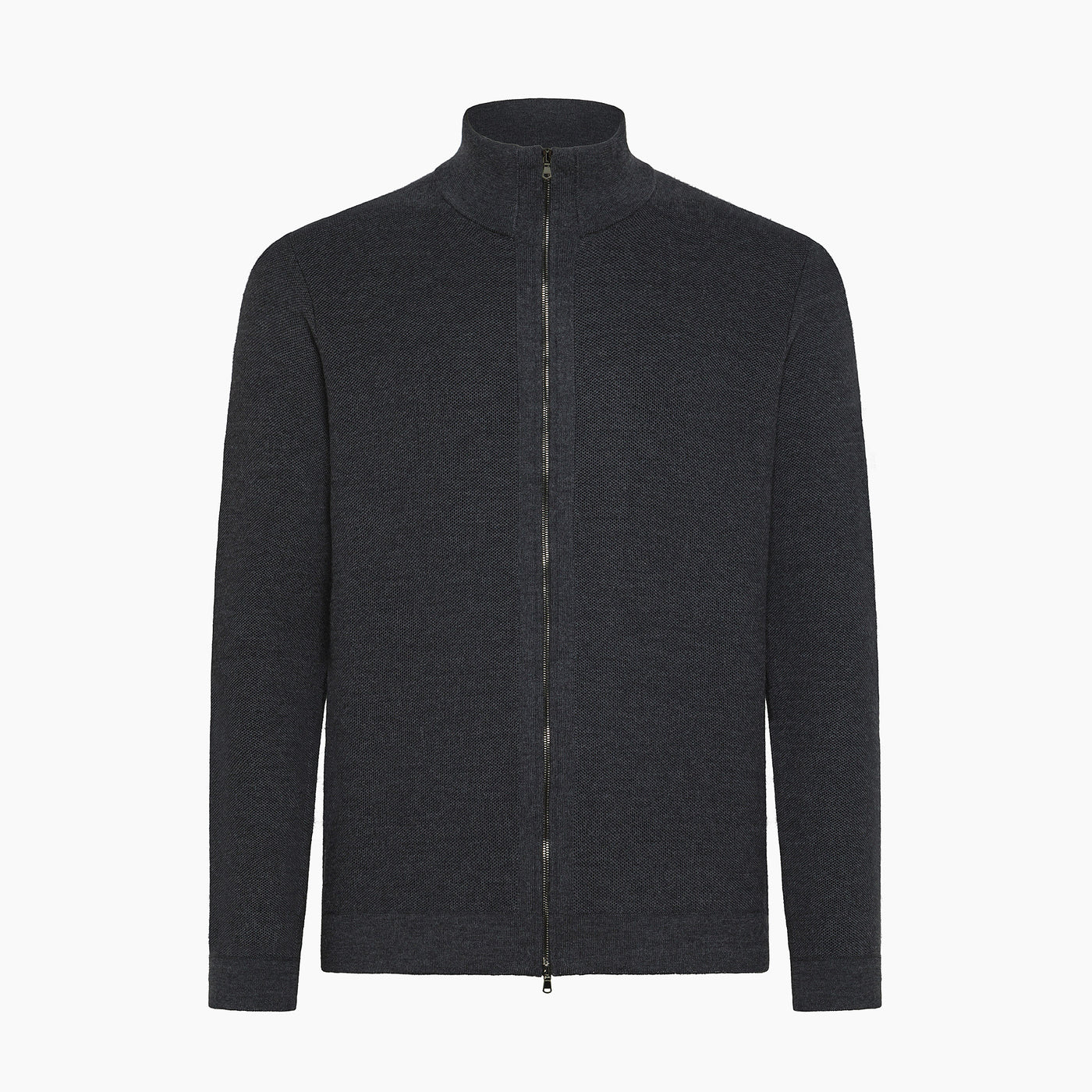 Alexis full zip honeycomb stitch jumper in Extrafine Wool