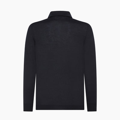 Aron long sleeve knitted polo in Wish Wool