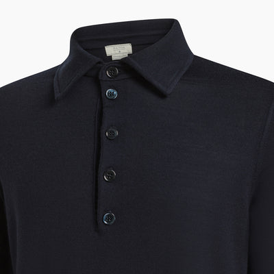 Aron long sleeve knitted polo in Wish Wool