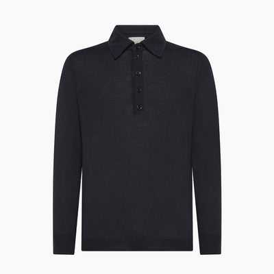 Aron long sleeve knitted polo in Wish Wool