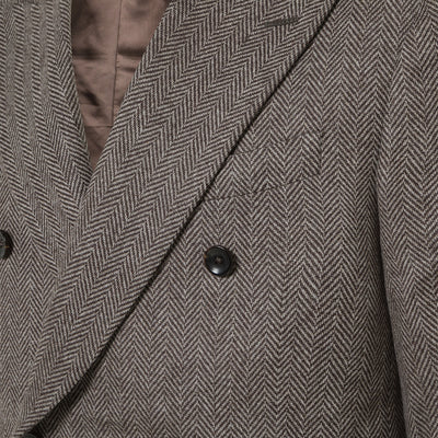 Beckett double breasted blazer in Herringbone Archivio wool