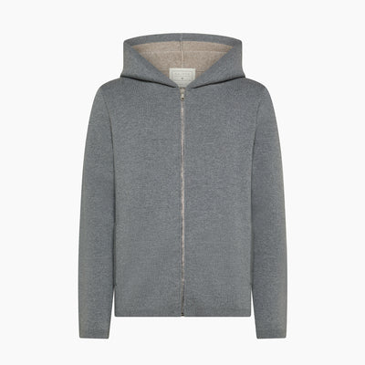 Davis Double knitted full zip jumper in extrafine wool