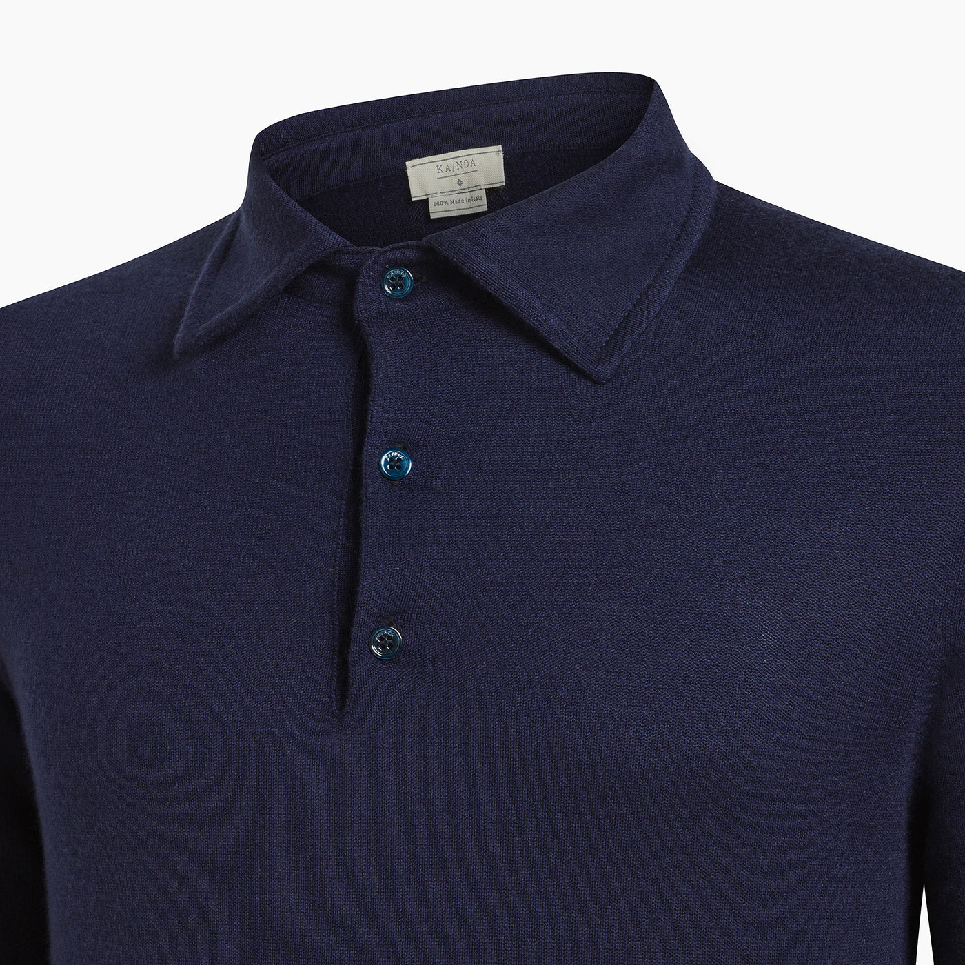 Dominic long sleeved knitted polo in Soffio Cashmere