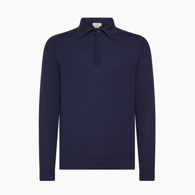 Dominic long sleeved knitted polo in Soffio Cashmere