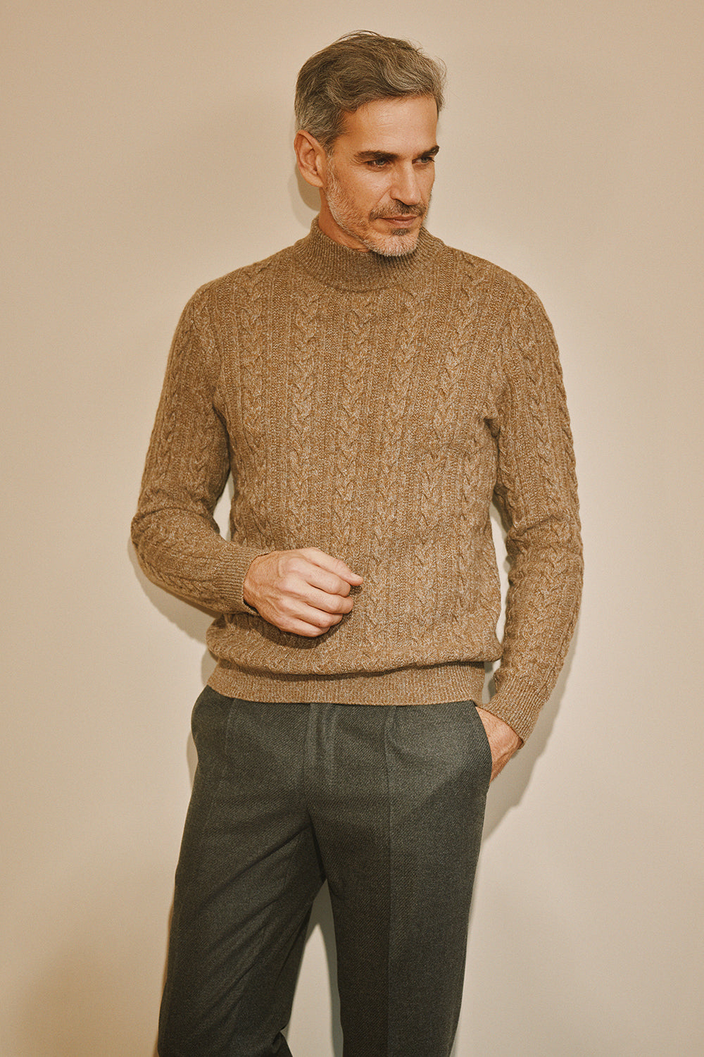 Sauvian knitted Crew Neck in Mouliné Cashmere