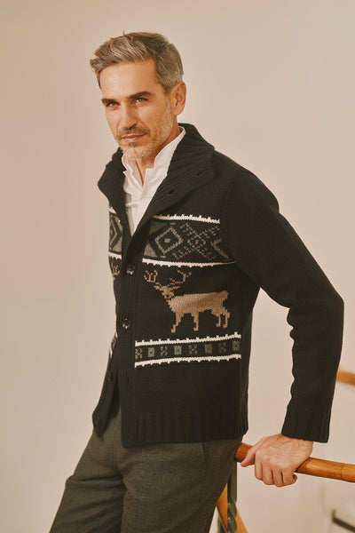 Berot knitted cardigan with Nordic Jacquard
