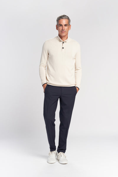 Rigaut long sleeved knitted polo in Cotton