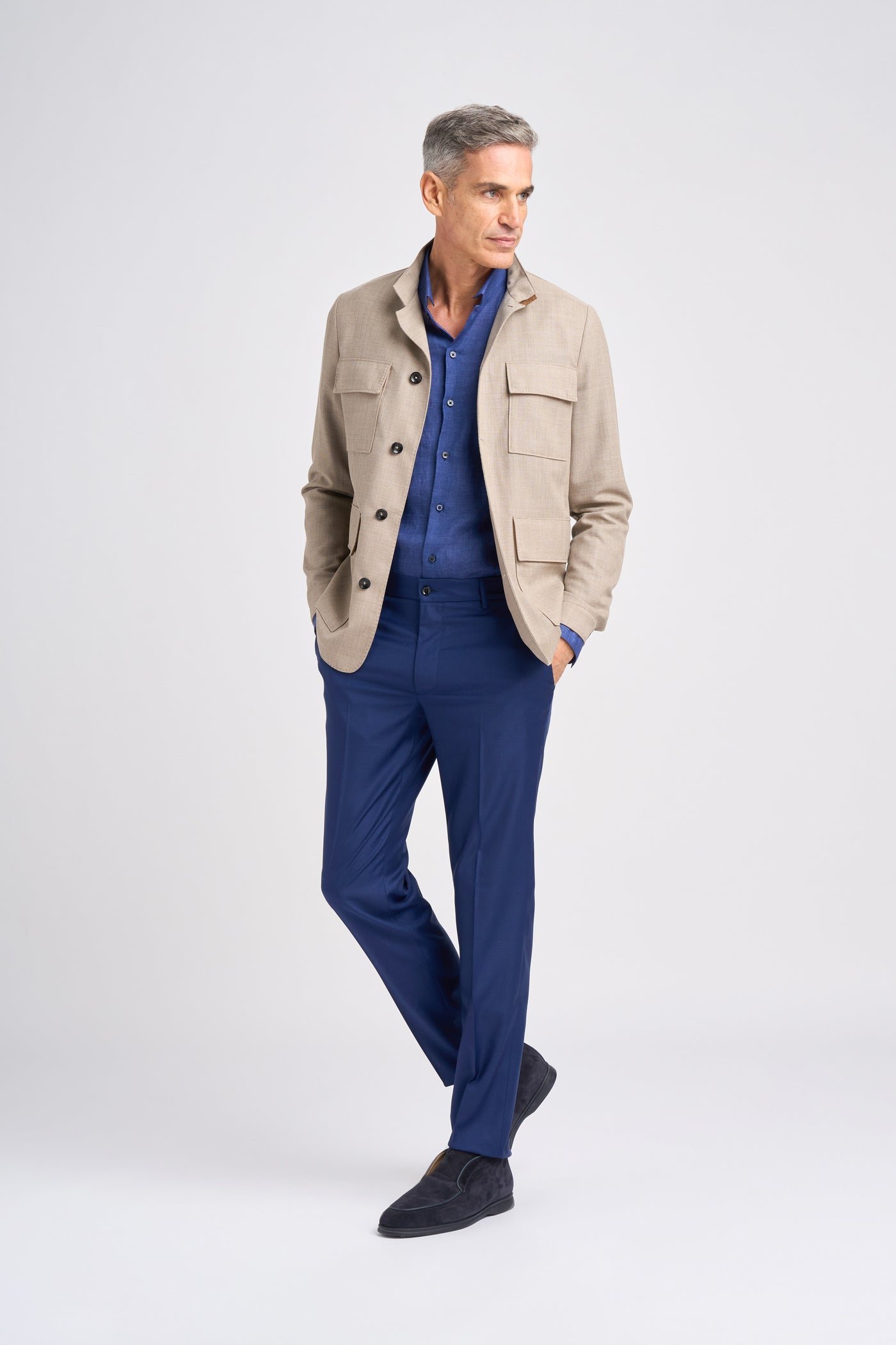 Herran Safari Jacket in Lux Hopsack Wool