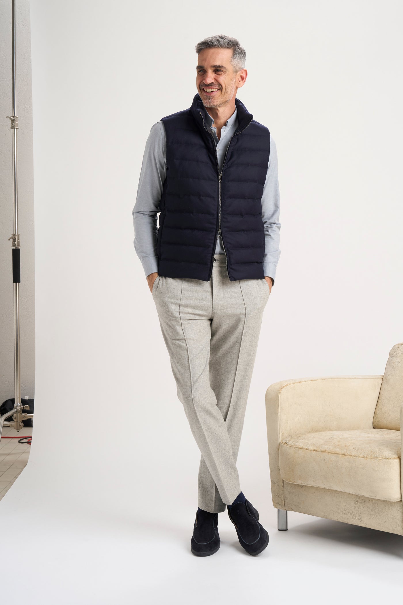 Sow vest in water repellent Wool Flannel
