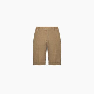 Front of the men’s Lange bermuda in Lux Hopsack Wool