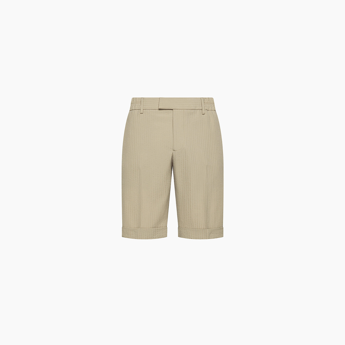 Front of the men’s Lange bermuda in Seersucker Wool