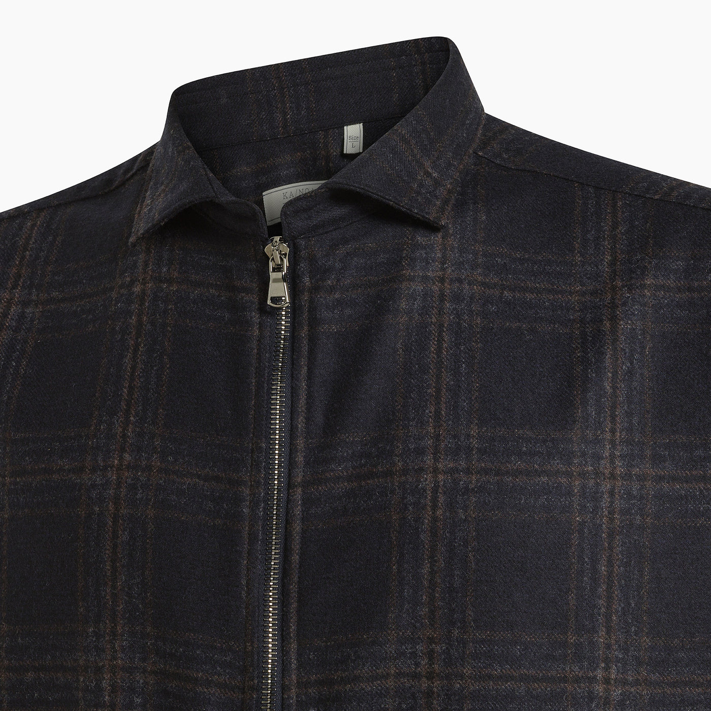 Lucas zip shirt in Wool and Cash Check