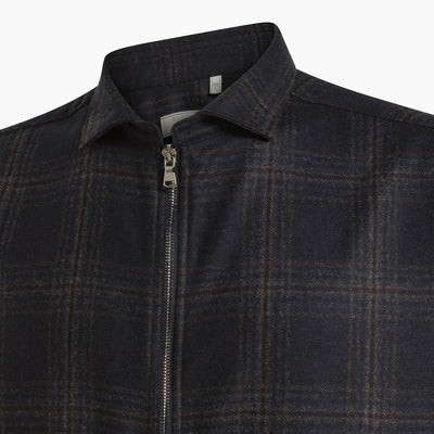 Lucas zip shirt in Wool and Cash Check