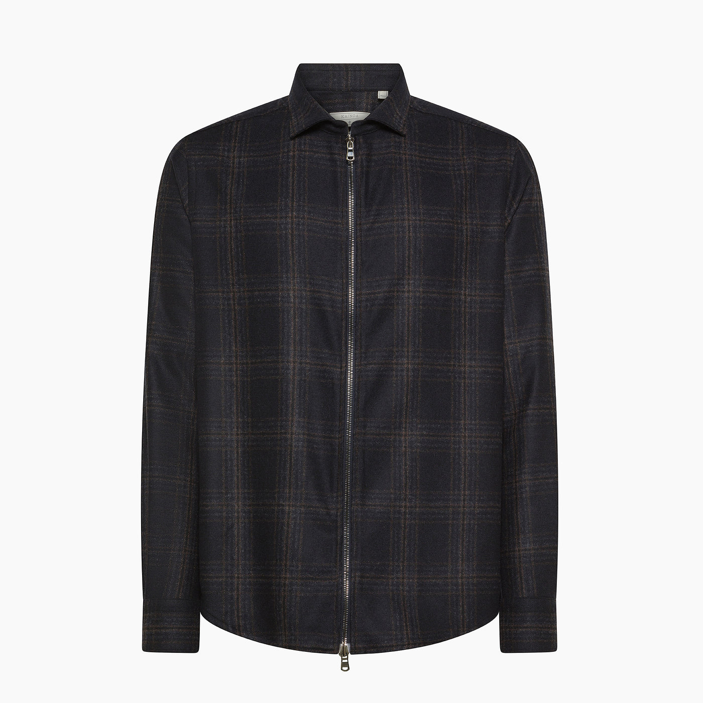 Lucas zip shirt in Wool and Cash Check