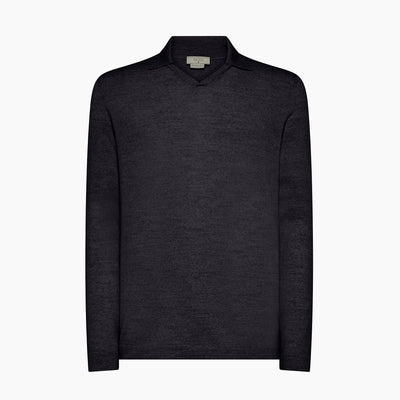 Randy long-sleeved knitted polo in Extrafine Wool