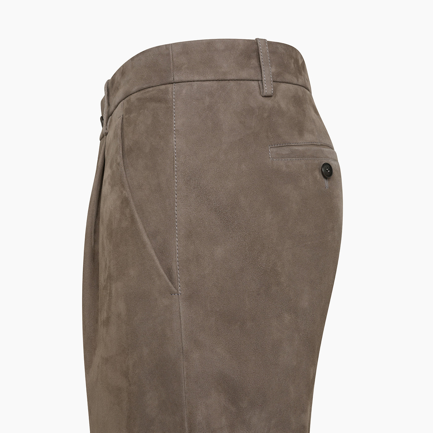 Raul Suede Leather Pleated Chino Pants