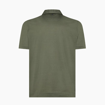 Comfy Green short-sleeved polo shirt, featuring a classic collar and a sleek, minimalist design. Ideal for casual or semi-formal occasions.