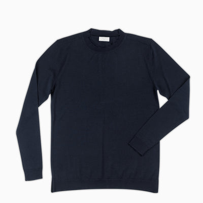 Knitted crew-neck jumper Extrafine Wool (Dark blue) Made in Italy KANOA