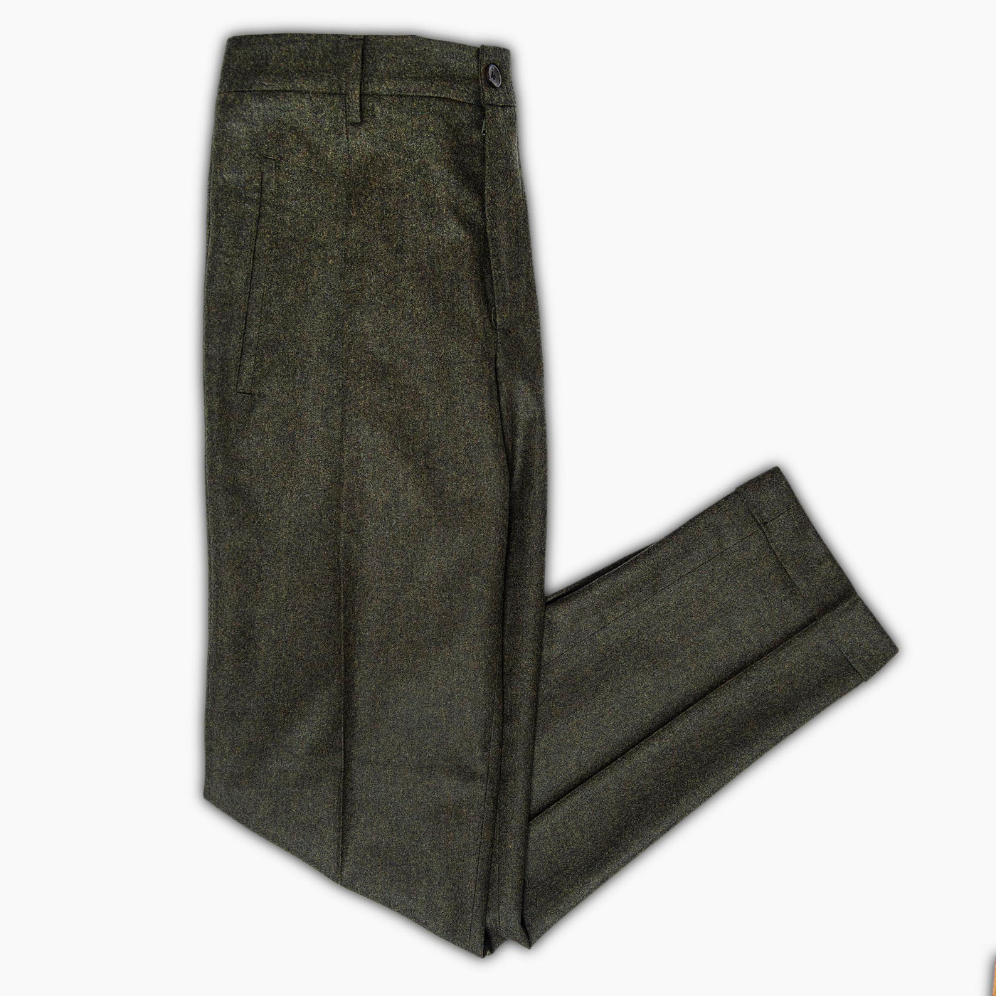 Alain Pleated Chino Pants Wool and Cashmere Flannel (forest green)