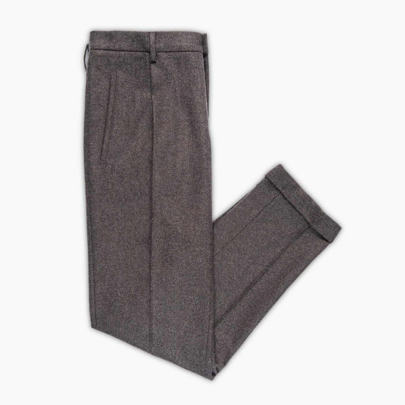 Alain Pleated Chino Pants Honey Way Wool and Cashmere Flannel