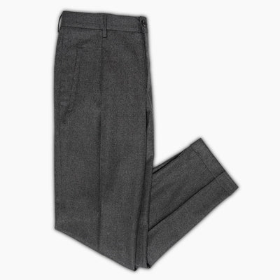 Alain Pleated Chino Superfine Wool 120's Houndstooth flannel pied de poule (dark grey)