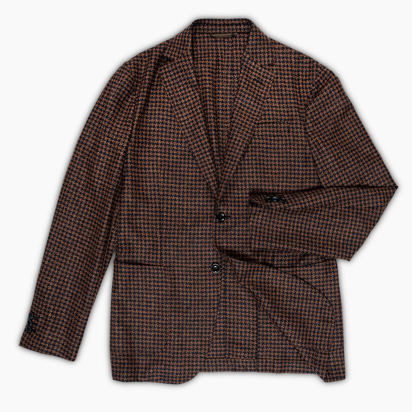 Benoit blazer pied de poule flannel wool, silk and cashmere(Blue and Crete)