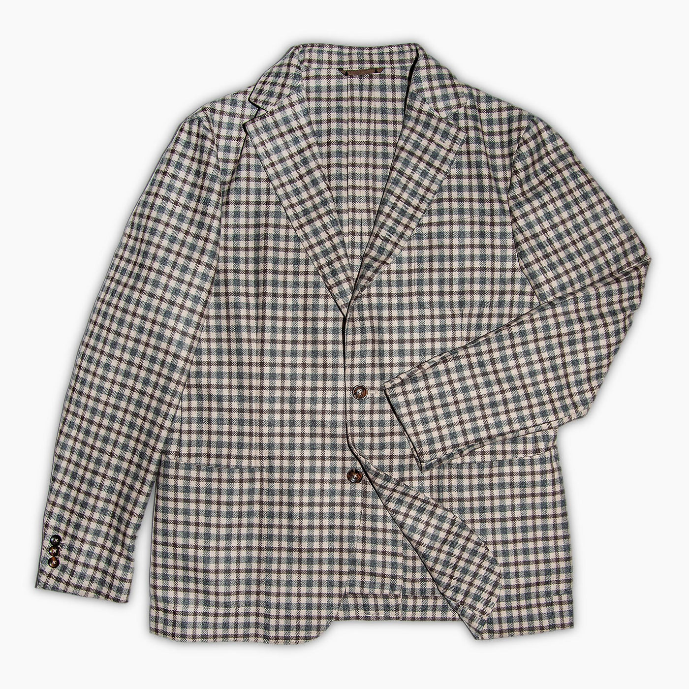 Bernat blazer flannel soft check 100% cashmere (Cream grey and brown)