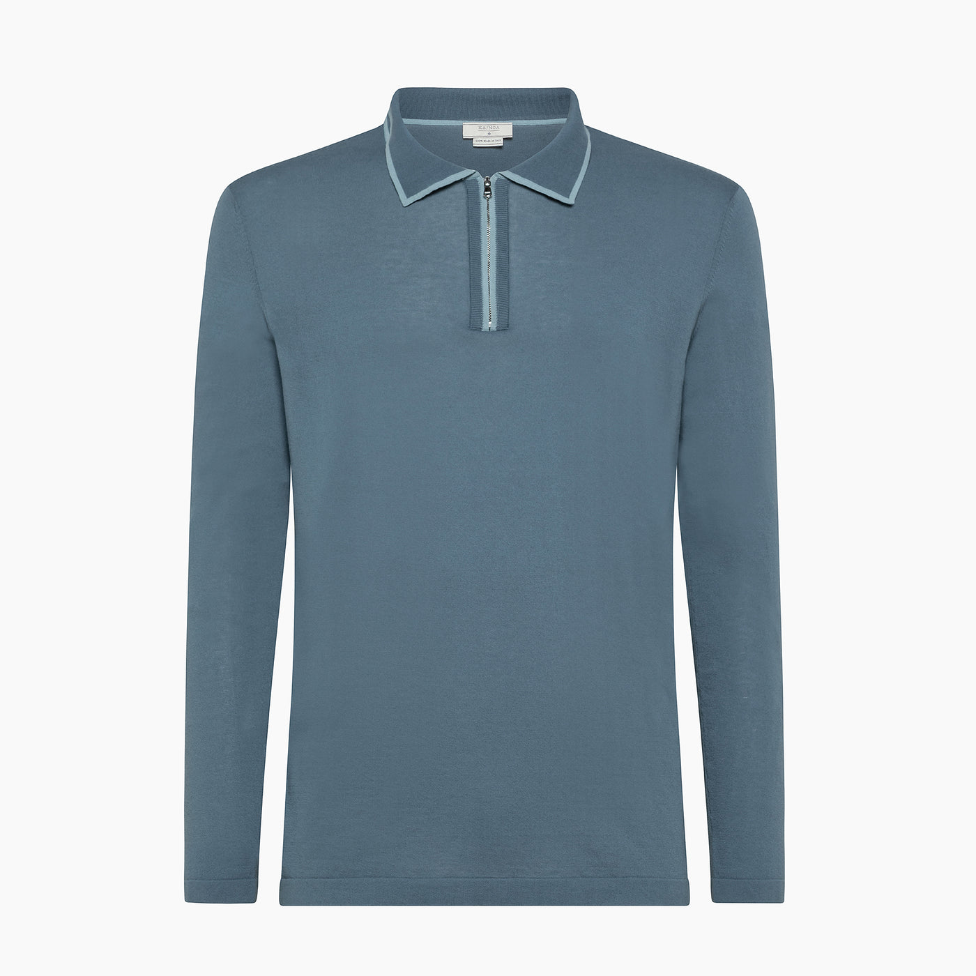 Canut knitted zipped polo long sleeves in cotton