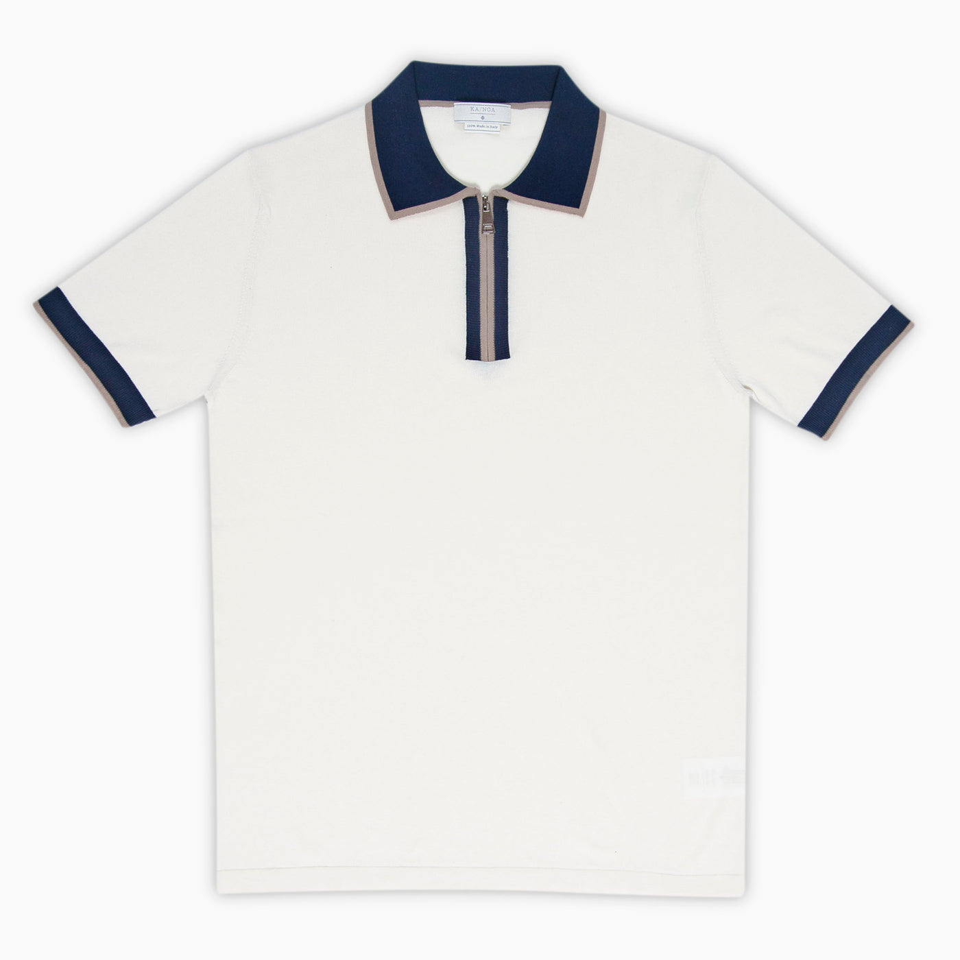 Canut short-sleeved knitted zipped polo in compact cotton