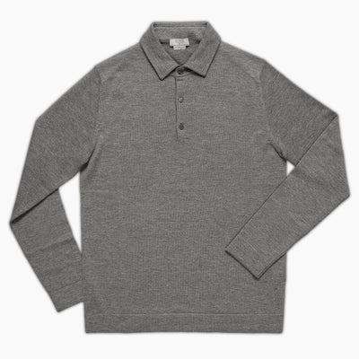 Dominic long sleeved knitted polo in high cashmere (Urban grey)
