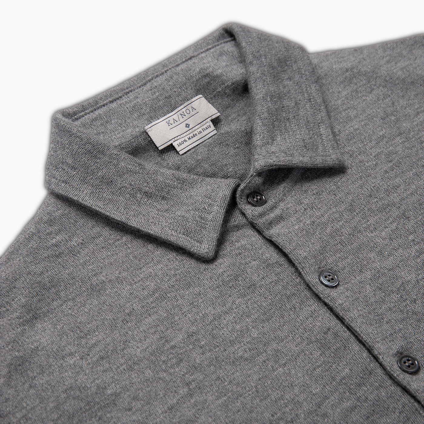 Dominic long sleeved knitted polo in high cashmere (Urban grey)