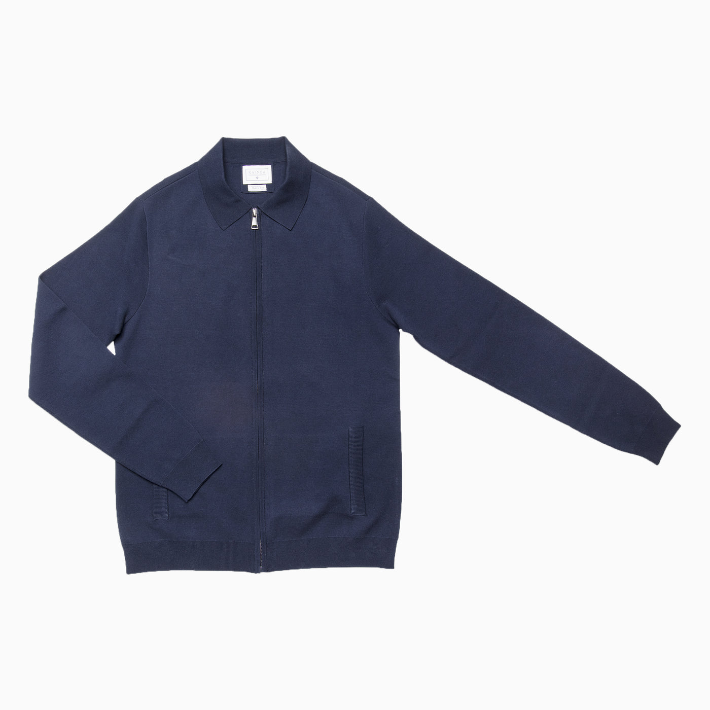Francois knitted full-zip blouson in compact Egyptian cotton (dark blue)