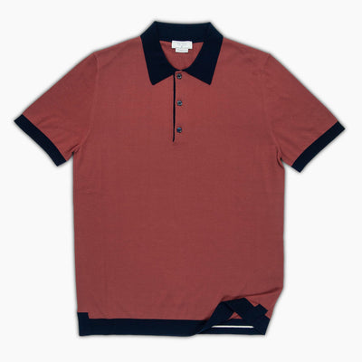 Fred short-sleeved knitted t-shirt in compact Egyptian cotton (red creta)