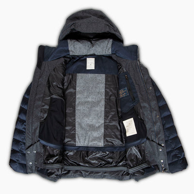 Herevé winter hybrid down ski jacket two tones (dark blue/grey melange)