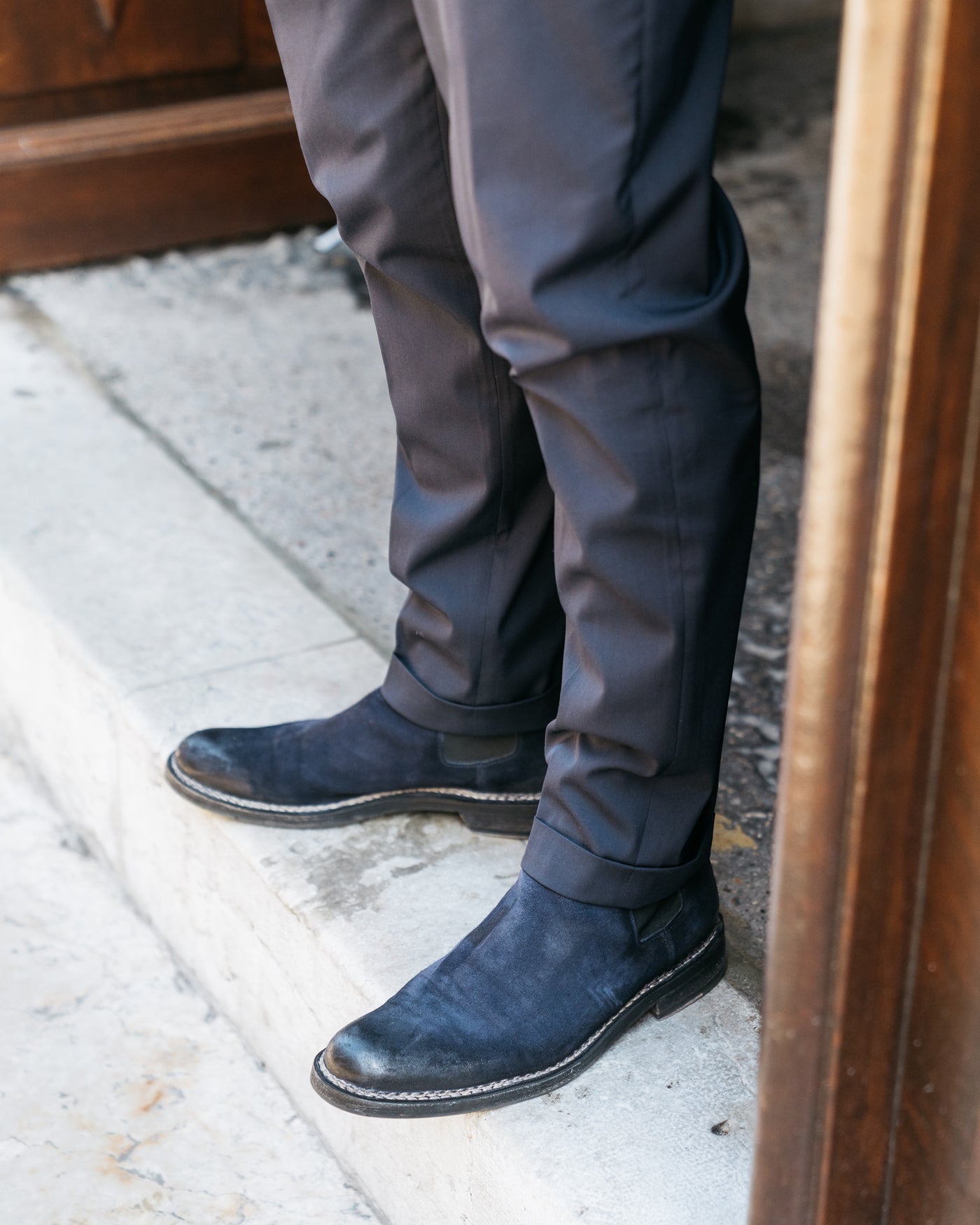 Lapo Chelsea reversed suede Leather Shoes  (dark blue)