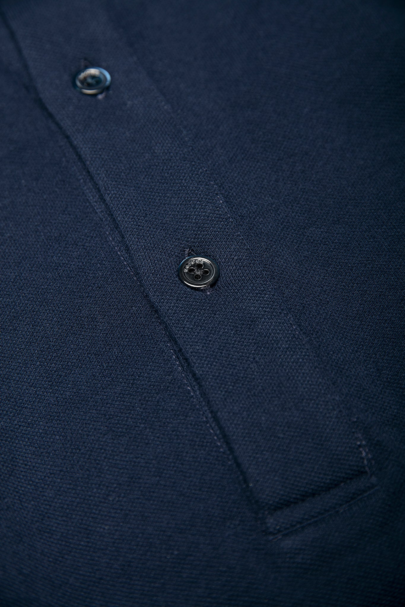 Jean long-sleeved polo in compact fine piquet (dark blue)