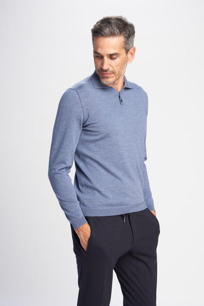 Yvan knitted two bottons polo in extrafine wool