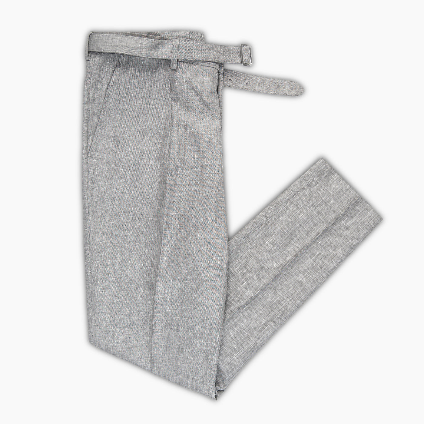 Kasey straight belted wool, linen and silk pants