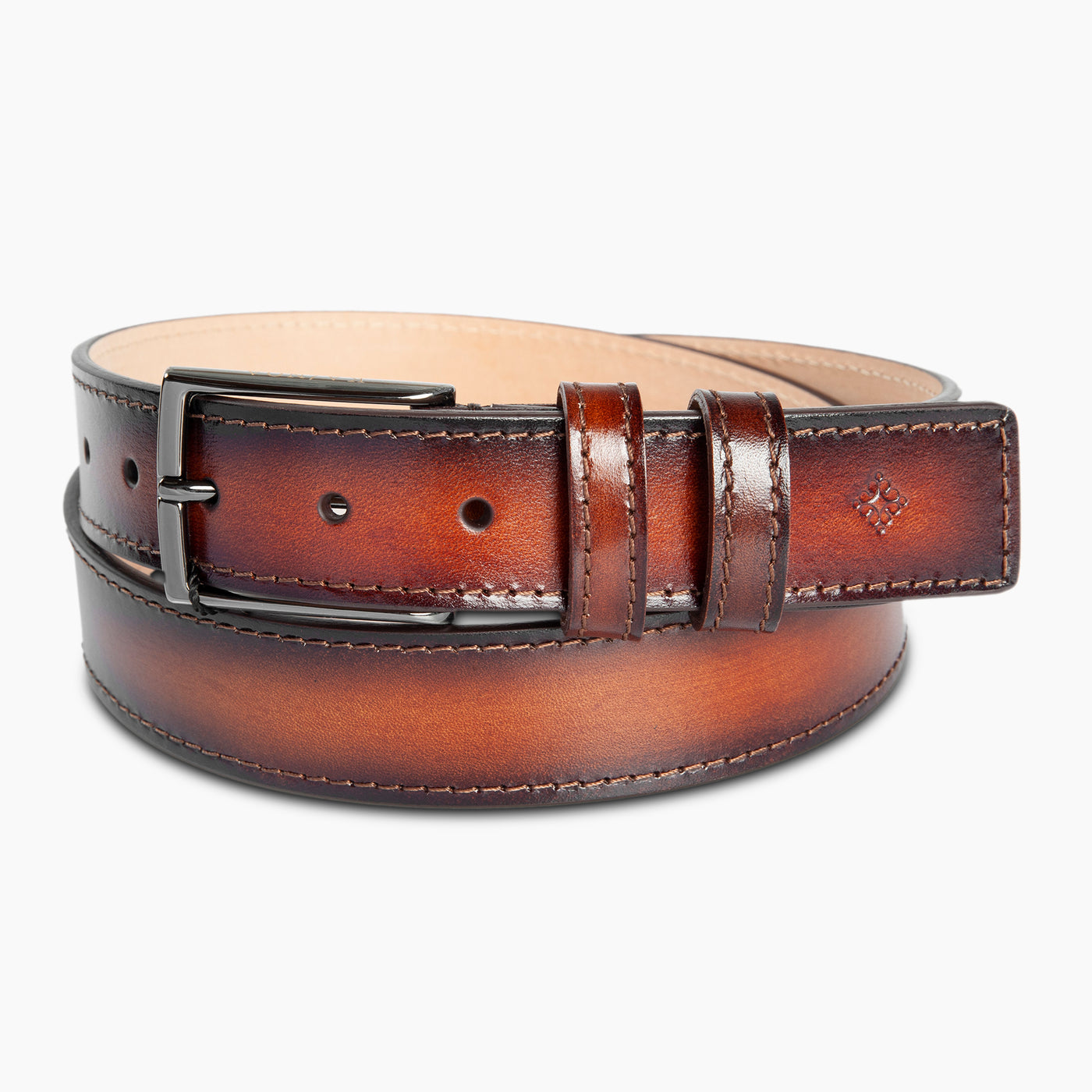 Kurt buffed hand-dyed and coloured leather belt