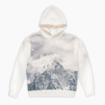 Kyle Printed long-sleeved cotton-cashmere fleece hoodie