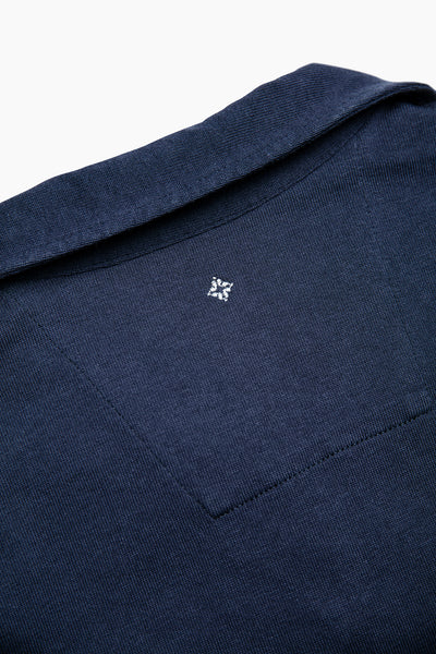 Loran short-sleeved polo in heavy-cotton jersey (dark blue)